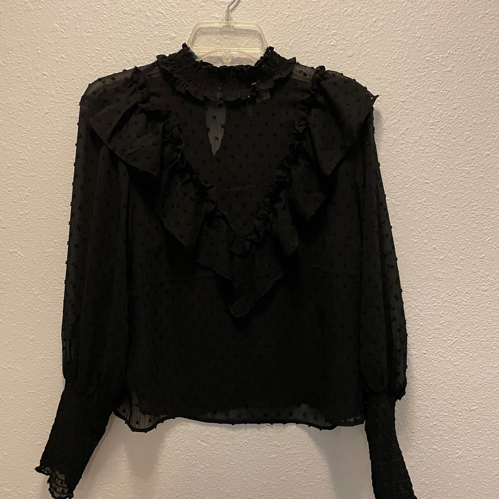 DIVIDED by H&M sheer polka dot top with V rouching